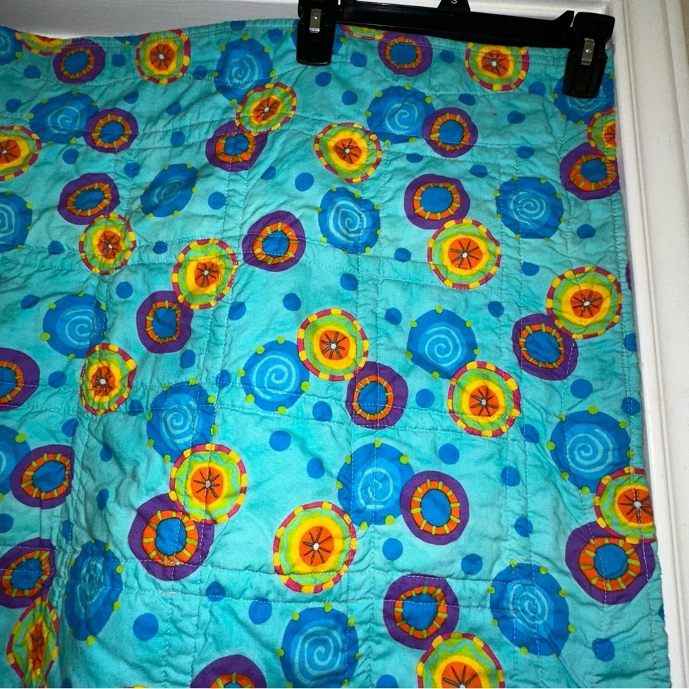 Handmade bright lap wall quilt block patchwork machine stitched, 30 X 40